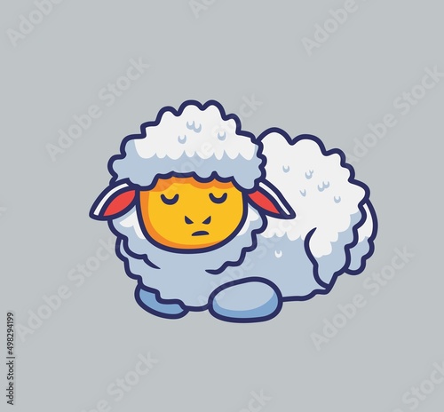 cute sheep sitting on sleep. isolated cartoon animal nature illustration. Flat Style suitable for Sticker Icon Design Premium Logo vector. Mascot Character