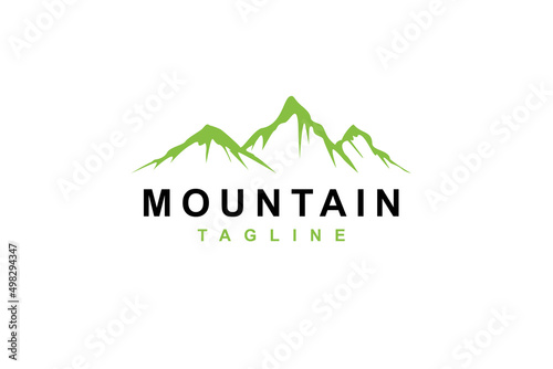 Mountain or hill or Peak logo design vector. 