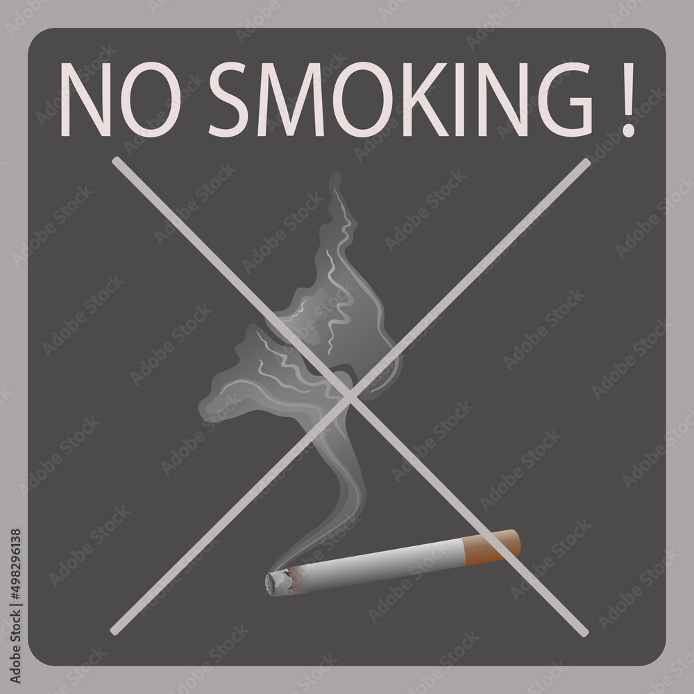 Cigarette and cigarette smoke from a cigarette on a gray background in a vector. Concept. A cigarette and an inscription - do not smoke. Smoking and bad habits. Banners. Prescription in public places. Cigarette and cigarette smoke from a cigarette on a gray background in a vector. Concept. A cigarette and an inscription - do not smoke. Smoking and bad habits. Banners. Prescription in public places.