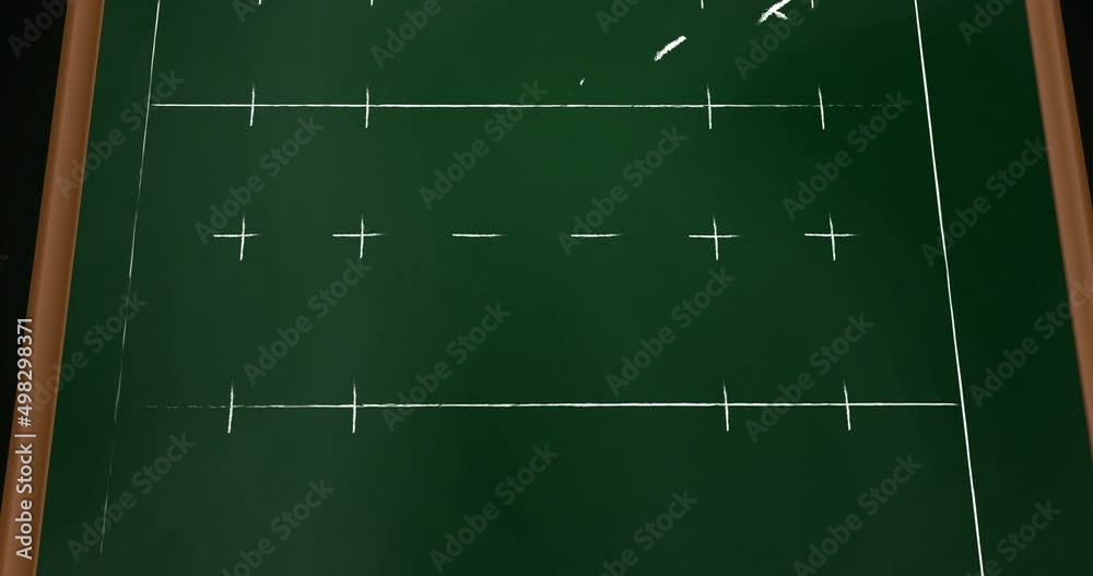 Animation of drawing of game plan over green background Animation of drawing of game plan over green background