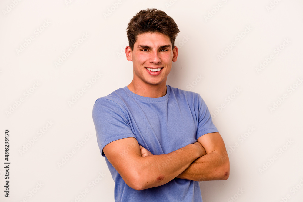 Young caucasian man isolated on white background happy, smiling and cheerful. Young caucasian man isolated on white background happy, smiling and cheerful.