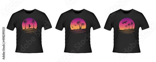 Apparel Collection, T-shirt set with Synthwave Designs, Outrun Prints. Inspired by American culture. For 80's fans