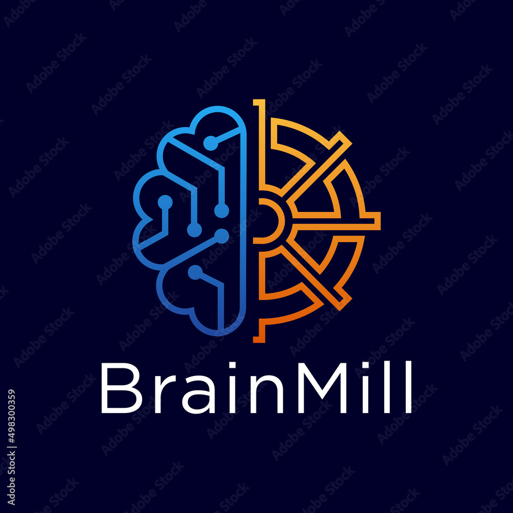 brain mill logo design
