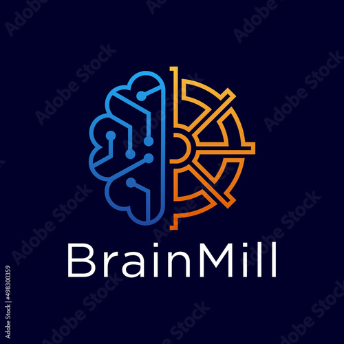 brain mill logo design