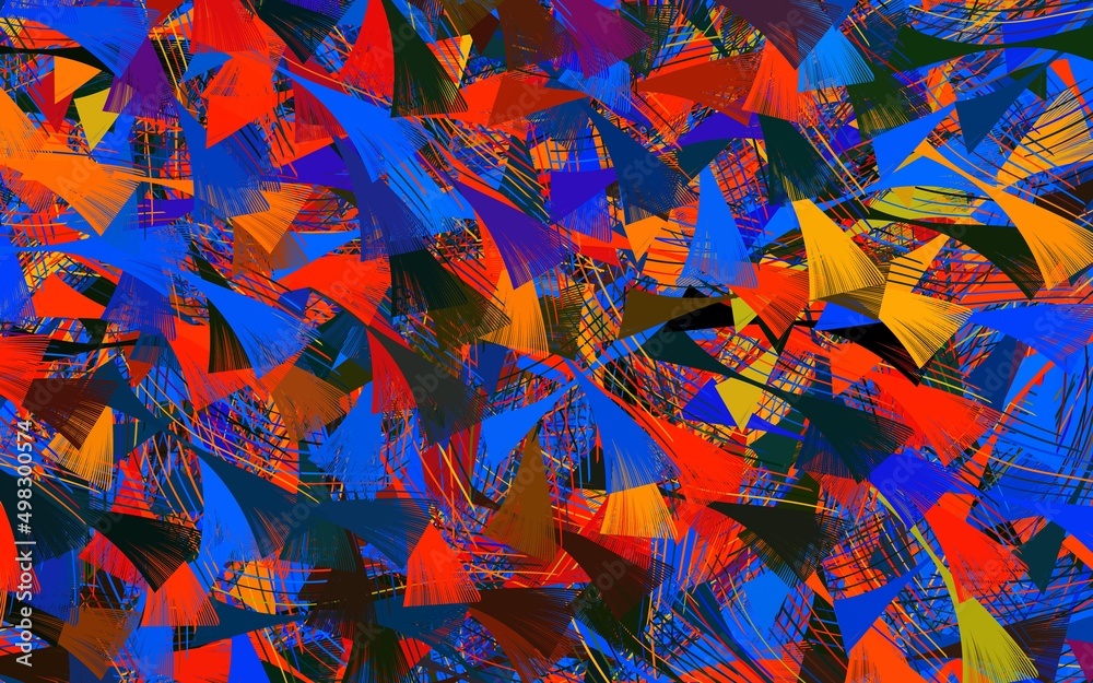 Dark Multicolor vector backdrop with memphis shapes.