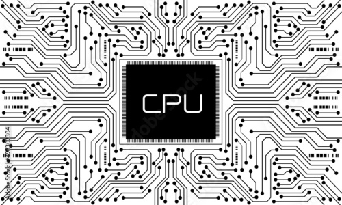Technology black white circuit microprocessor cyber futuristic pattern design creative background vector