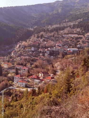 vourgareli village in arta perfecture greece in winter season photo