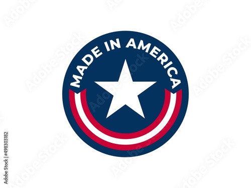 modern vector American stickers. Made in USA. Simple icons with American flags isolated on a white background