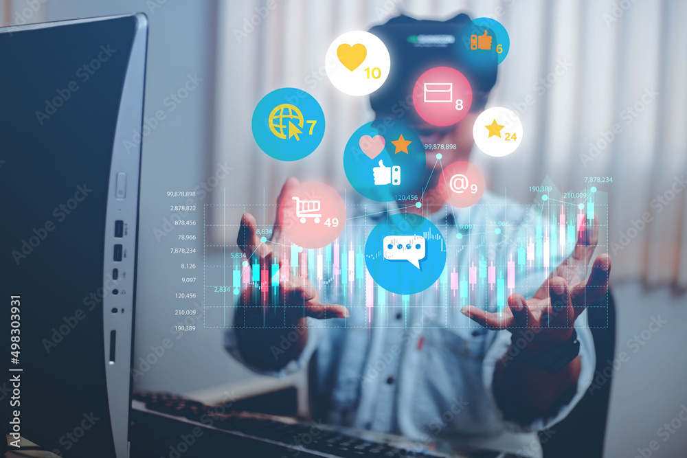 Obraz premium Trends of online businesses using smartphones in 2023, buying and selling products via the internet technology network. 