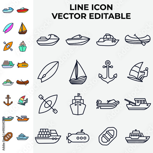 water transportation set icon symbol template for graphic and web design collection logo vector illustration