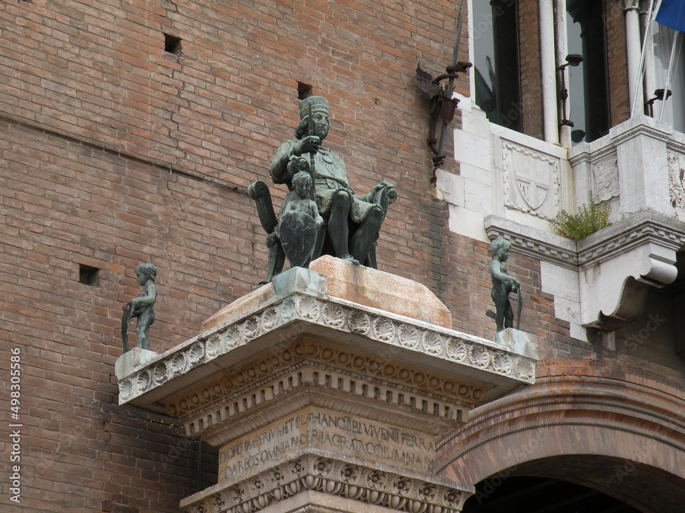 Detail of a monument in Ferrara, Italy