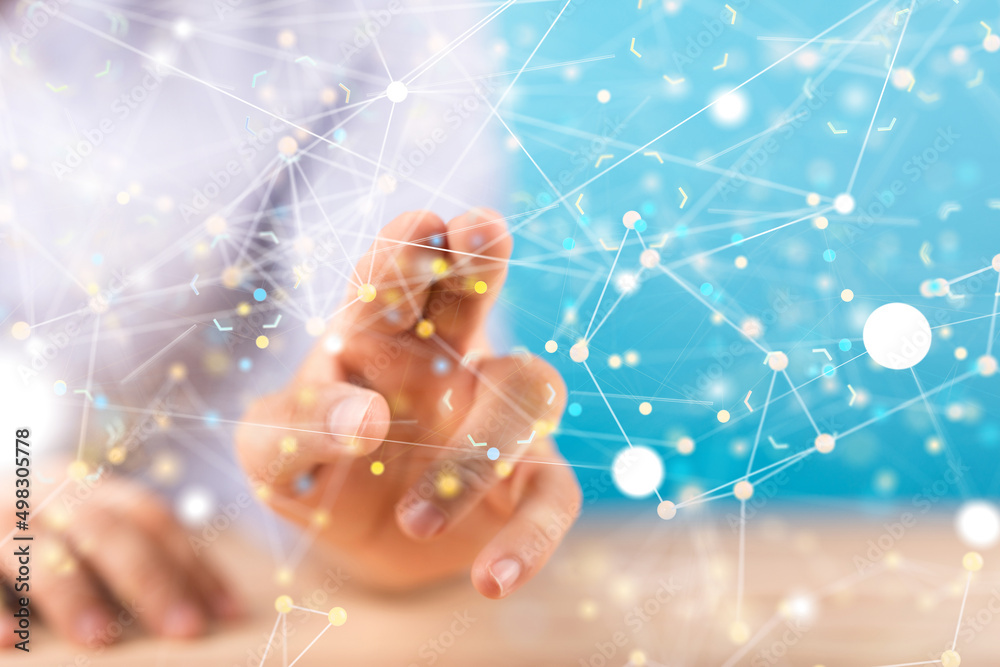 Global network. Blockchain. 3D illustration. Neural networks and artificial intelligence. Abstract Global network. Blockchain. 3D illustration. Neural networks and artificial intelligence. Abstract