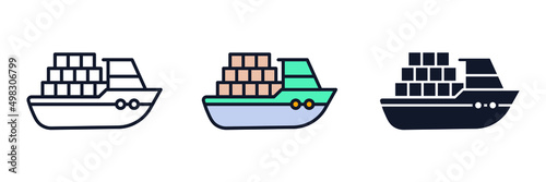Fotomurale cargo ship icon symbol template for graphic and web design collection logo vecto