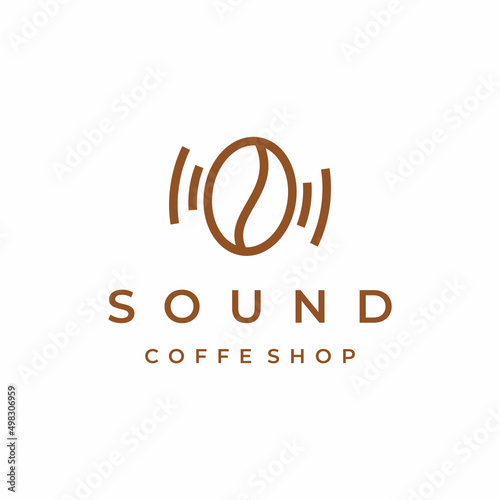 coffee music logo, coffee and sound logo design vector illustration