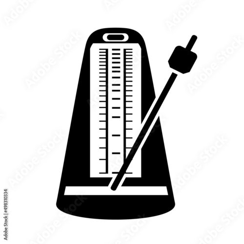 Metronome vector icon. Simple style black detailed vector symbol illustration. Rhythm of music mobile timimg device .