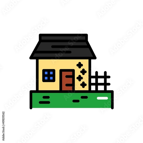 Ukrainian house line color icon. Isolated vector element.