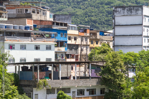 blue hill favela in the flamengo district in Rio de Janeiro.