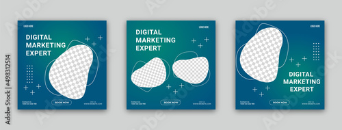 digital marketing expert set of three social media post template design and banner of creative concept design for advertising templets