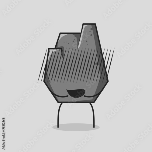 cute stone cartoon with Embarrassed expression. suitable for emoticon, logo, mascot and icon. grey