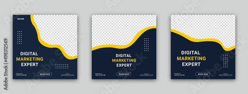 digital marketing expert set of three social media post template design and banner of creative concept design for advertising templets