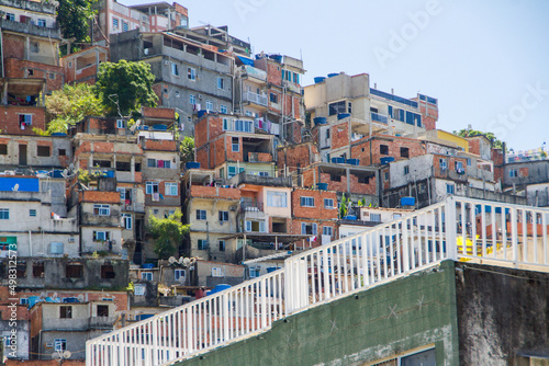 View of the peacock favela in the Copacabana neighborhood in Rio de Janeiro. photo