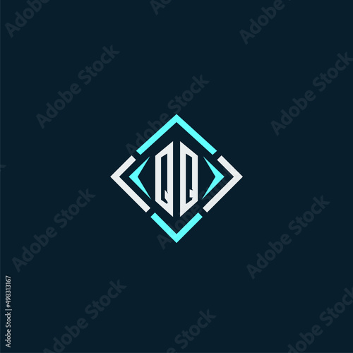 QQ initial monogram logo with square style design