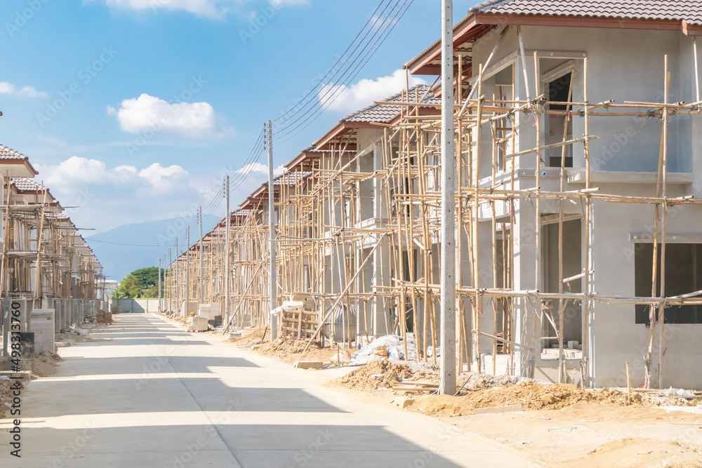 construction residential new house in progress at building site housing estate development