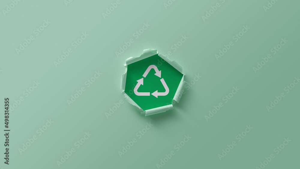 Recycling symbol in a paper hole Recycling symbol in a paper hole