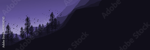 sunset night mountain landscape vector illustration good for banner background, web background, apps background, tourism design template and adventure backdrop