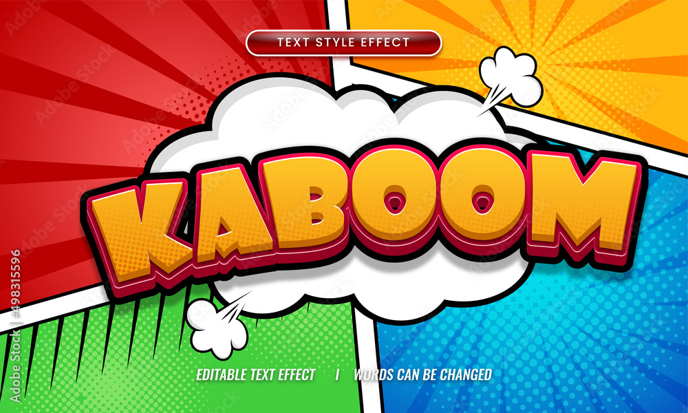 Obraz premium Kaboom editable text effect in comic style suitable for comic book Premium Vector 