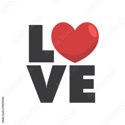 Love word with Heart icon. Valentine's day design. Lovers decoration.