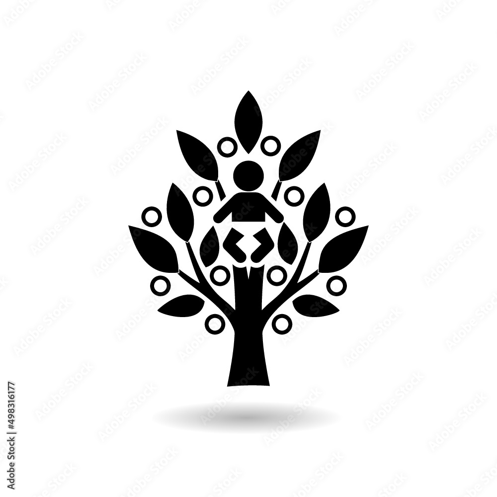Baby in tree icon with shadow
