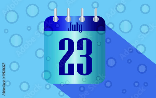 23July. Calendar icon for day of the month in water with bubbles photo