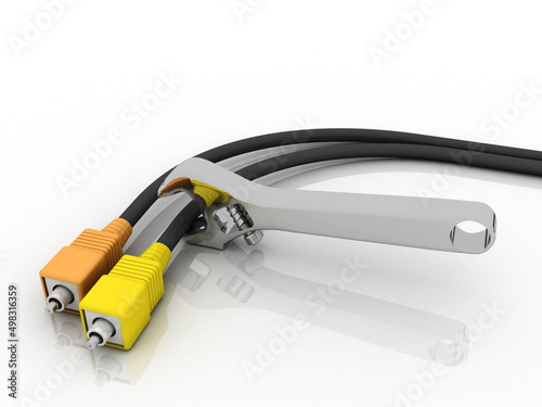 3d rendering aux cable with Adjustable wrench