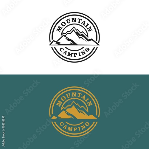 mountain camping hipster logo badge