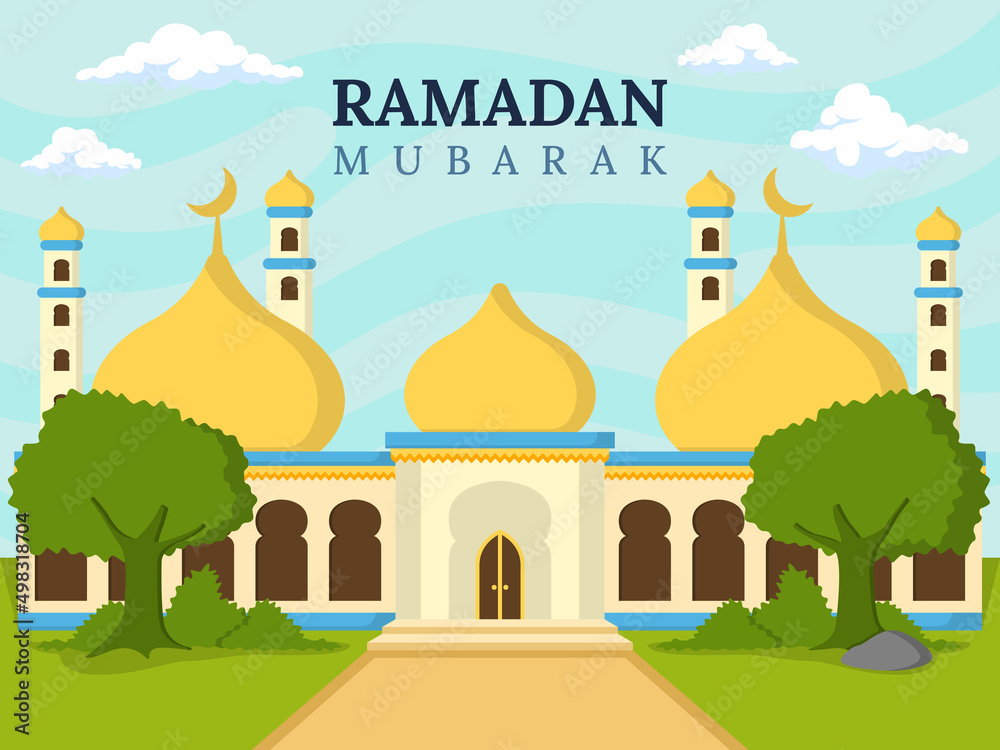 Ramadan Mubarak Background With Mosque