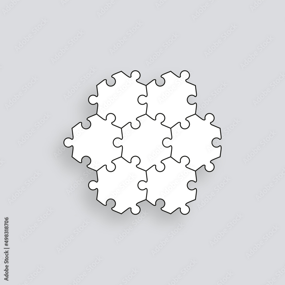 Puzzle pieces. Jigsaw grid with separate details . Thinking mosaic game