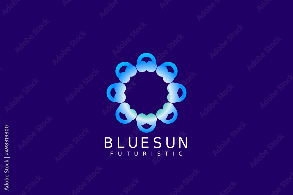 blue sun abstract modern logo design