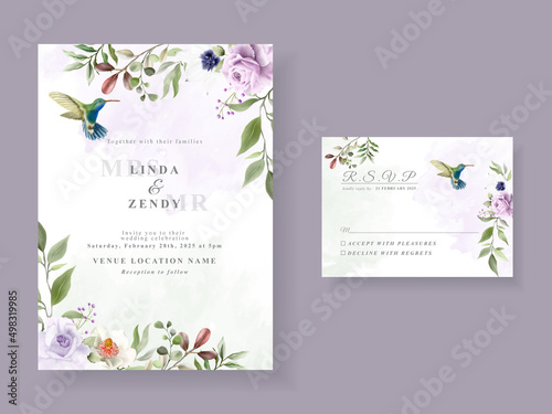 Beautiful floral wedding invitation card template