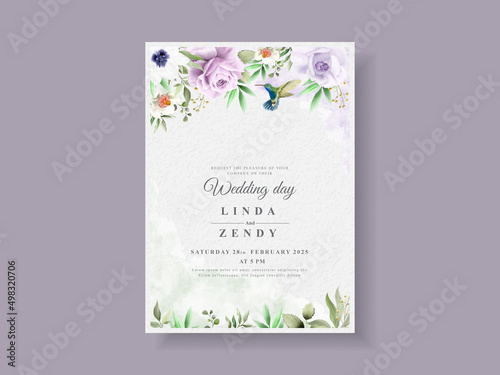 Beautiful floral wedding invitation card template