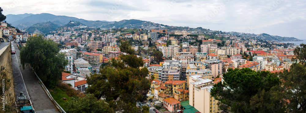 Panoramic cityscape of Sanremo, Italy