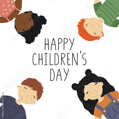 Children's day concept. Banner with cute kids.