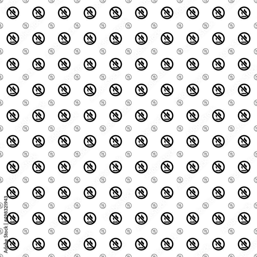 Square seamless background pattern from black no gas symbols are different sizes and opacity. The pattern is evenly filled. Vector illustration on white background