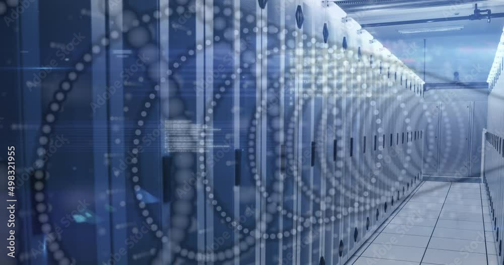 Animation of shapes and spots over server room Stock Video | Adobe Stock