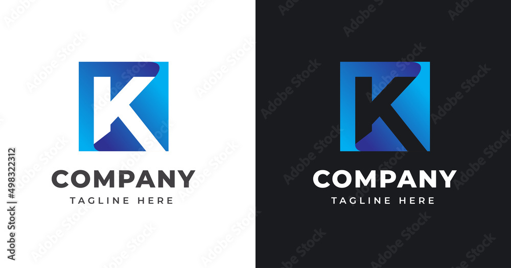 Letter K logo design template with square shape concept gradient element geometric