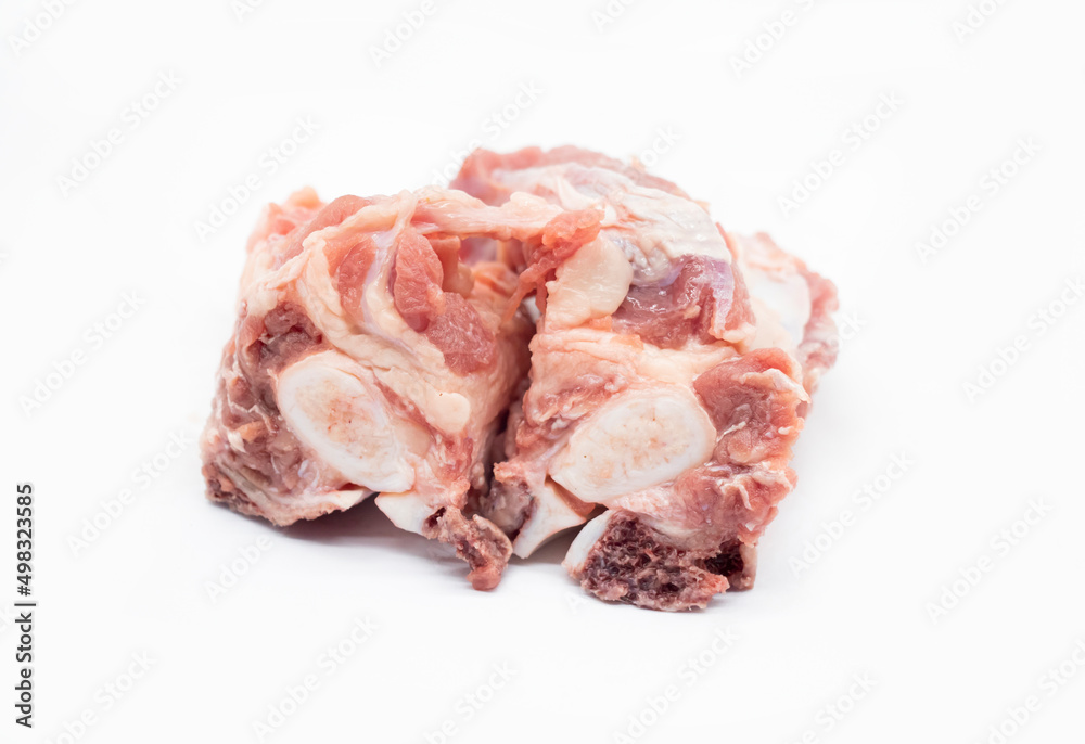 Raw meat with bone isolate on white background, Raw meat with bone isolate on white background,
