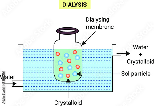 Dialysis: Separating the particles of colloid from those of crystalloid, by means of diffusion through a suitable membrane