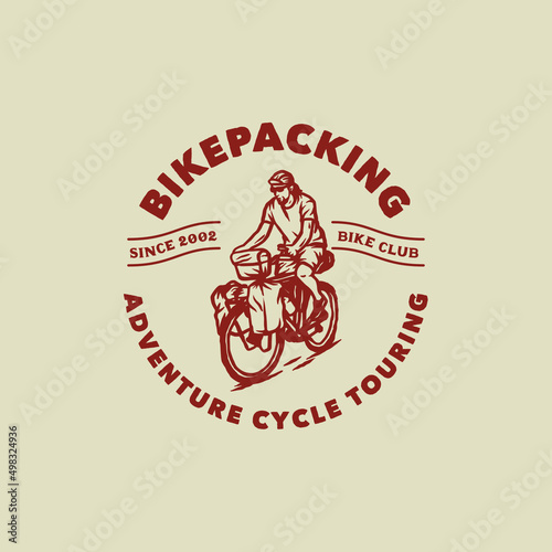 Hand Drawn Downhill Adventure Mountain Bike Logo Label Badge