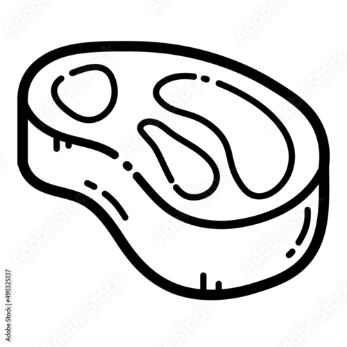 Meat Steak Flat Icon Isolated On White Background