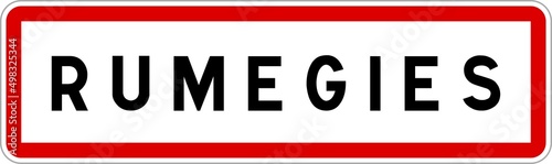 Panneau entrée ville agglomération Rumegies / Town entrance sign Rumegies